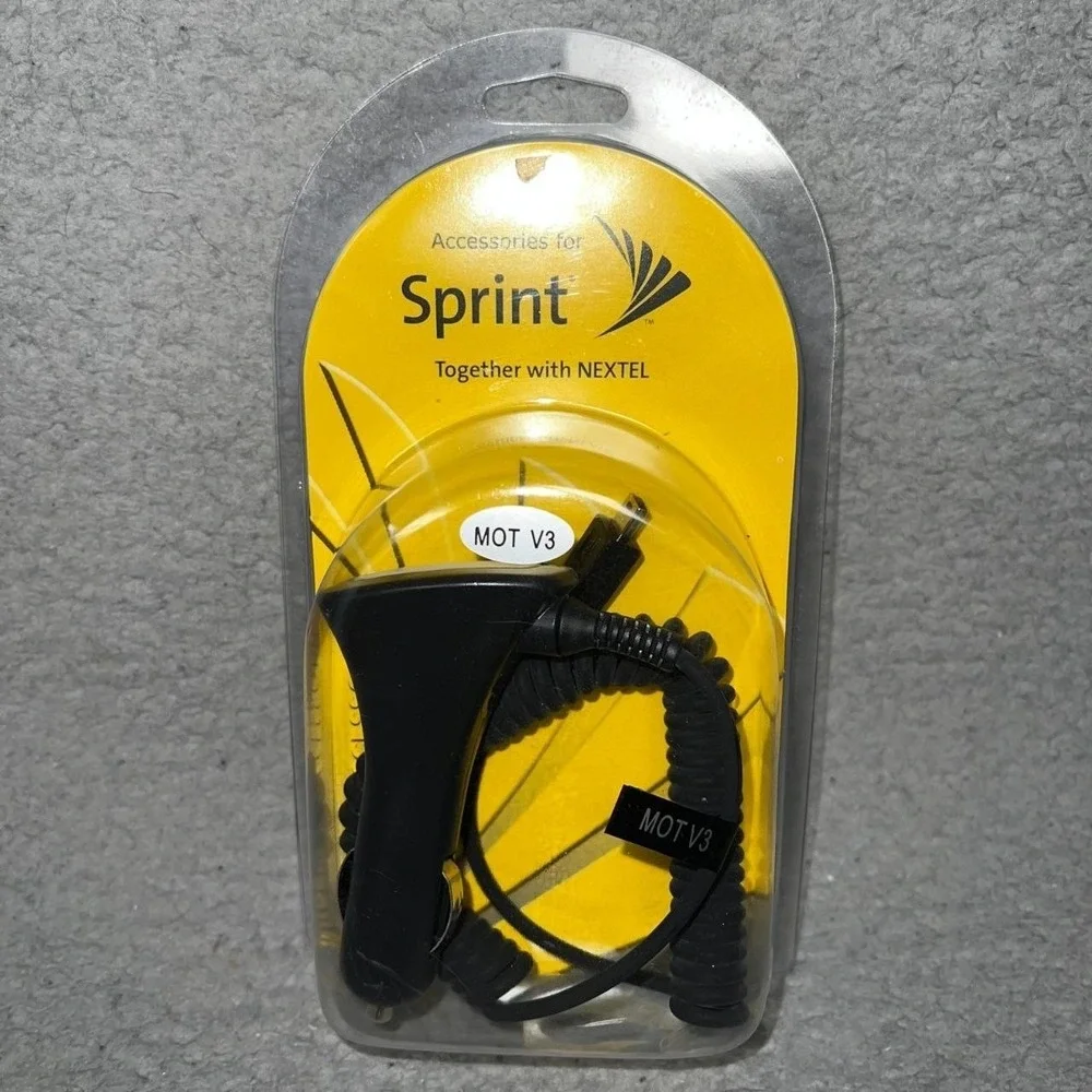 NIB Sprint Car Charger Motorola Razr V3 Mobile Phone Micro USB Power Adapter VTG